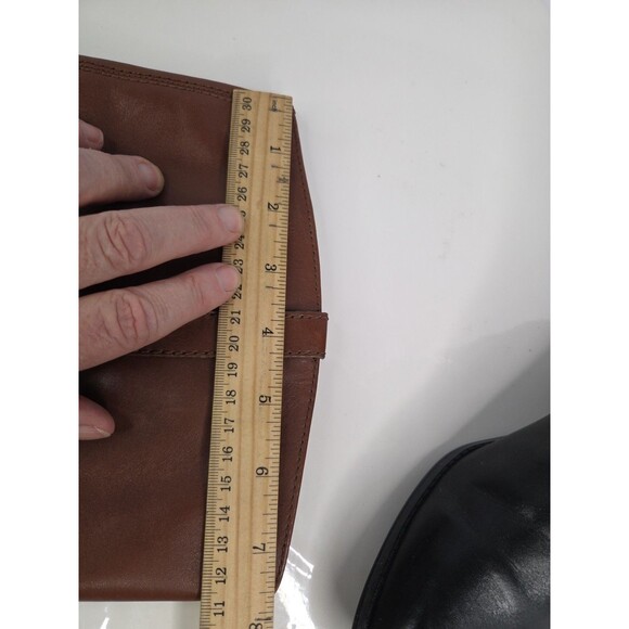 Bandolini Black Leather Riding Boots Zip Closure Brown Leather Accents Sz 7 M - Picture 9 of 15